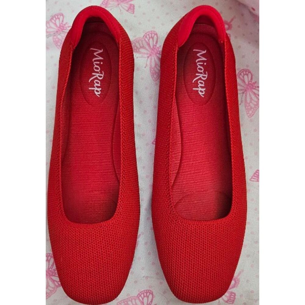 Y. MSRP $50 NWOB MIORAP RED SQUARE TOE KNIT BALLET FLATS ♡ SIZE 7.5 ♡ - Picture 4 of 6